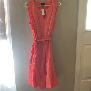 Coral Sleeveless Dress with Flowing Bottom